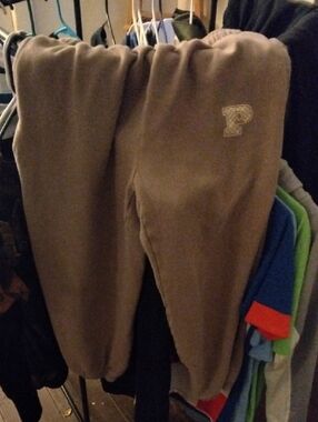 PINK Victoria's Secret Women's Brown Fleece Joggers with 'P' Patch